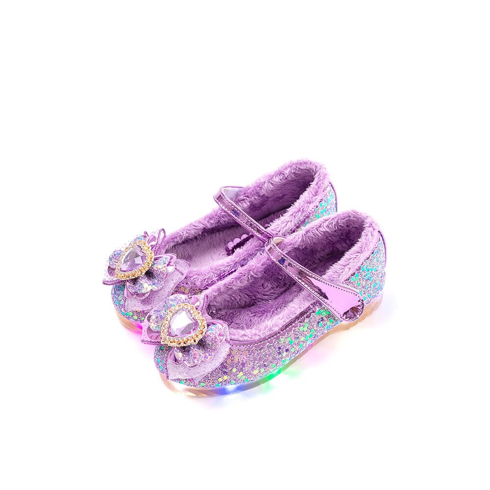 girls purple fur mary jane shoes