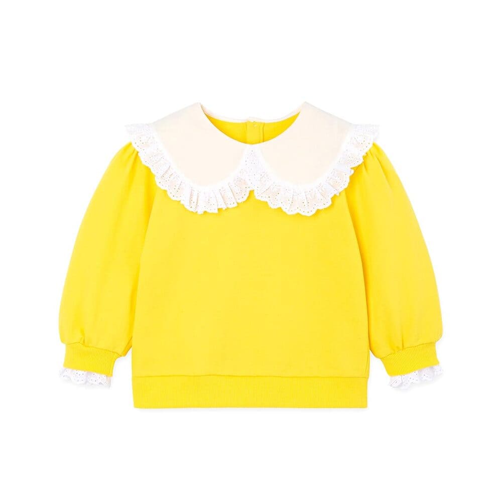 girls yellow frill sweatshirt