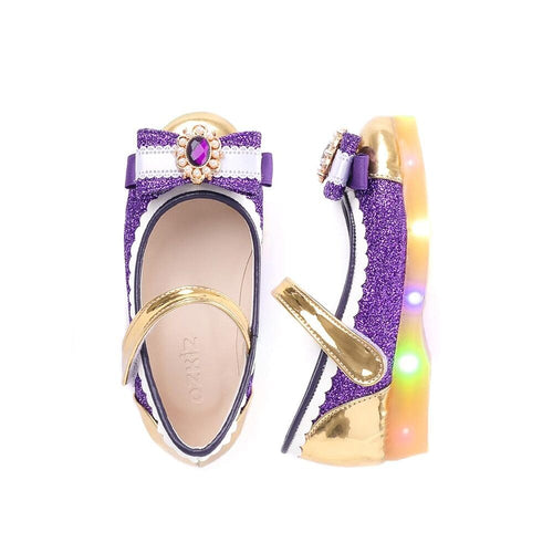 purple mary jane shoes with led for girls