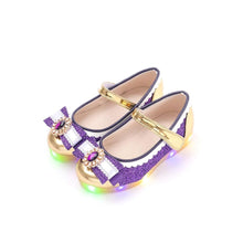 Load image into Gallery viewer, purple mary jane shoes with led for girls
