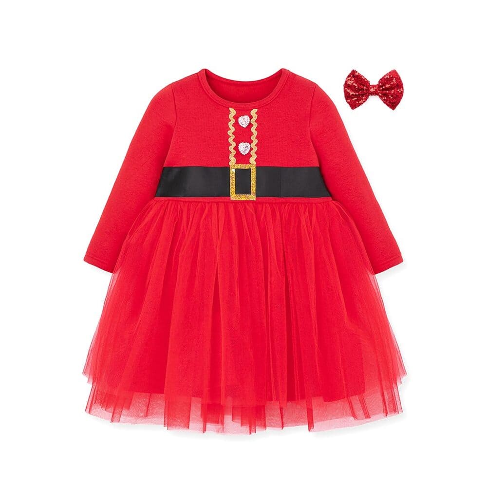 girls red santa dress