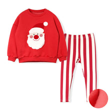 Load image into Gallery viewer, kids red santa top and bottom set
