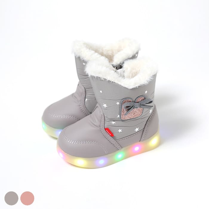 girls grey led padded boots